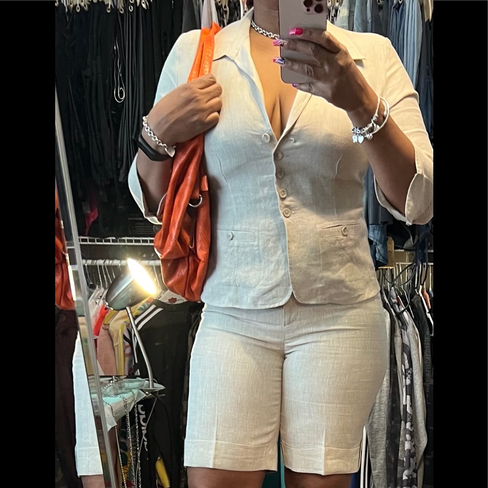 Tan Linen Short Set